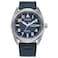 Citizen Mens EcoDrive Weekender Garrison Field Watch in Super Titanium SilverTone Blue Leather Strap 3 Hand DayDate Model BM856801L
