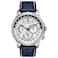 Citizen Mens EcoDrive Calendrier Classic Watch in Stainless Steel with Navy Leather Strap White Dial Model BU202002A