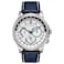 Citizen Mens EcoDrive Calendrier Classic Watch in Stainless Steel with Navy Leather Strap White Dial Model BU202002A