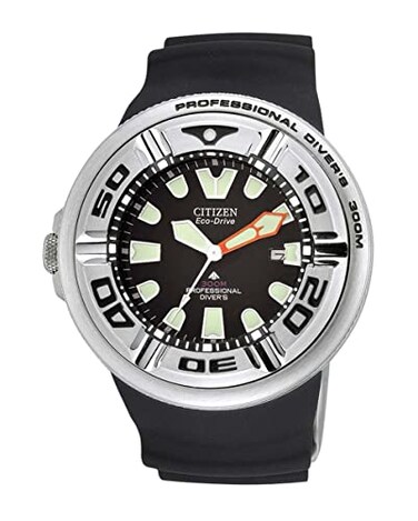 Citizen Mens EcoDrive Promaster Sea Dive Watch in Stainless Steel with Black Polyurethane Strap Black Dial Model BJ805008E