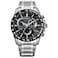Citizen Mens EcoDrive Sport Luxury PCAT Chronograph Super Titanium Watch Power Reserve Indicator Black Dial 42mm Model CB590857E