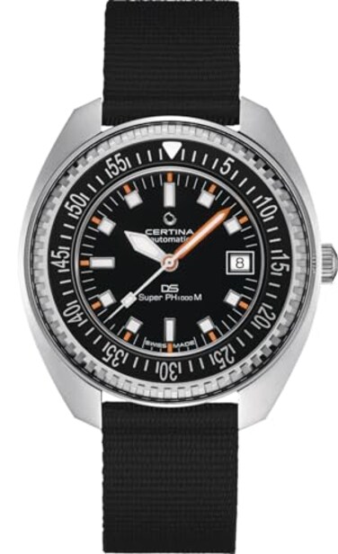 Certina Mens DS PH1000M Powermatic 80 Stainless Steel Swiss Automatic Watch Black Plastic 20 C0249071805100