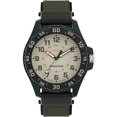 Timex Mens Expedition Acadia 42mm Watch Green Strap Natural Dial Green Case