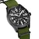 GOLDEN HOUR Mens Nylon SlipThru Strap Watch with Military Time Easy Read Dial Glowing Hands in Black Dial Green Band