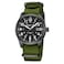 GOLDEN HOUR Mens Nylon SlipThru Strap Watch with Military Time Easy Read Dial Glowing Hands in Black Dial Green Band