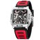 FORSINING Mens Stainless Steel Automatic Self Wind Skeleton Retro Square Silicone Strap Wristwatch