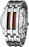 MASTOP Mens Creative Binary Digital Watches Unique Matrix LED Watch Futuristic Cool Stainless Steel Wrist Watch U Black Blue