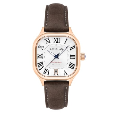 Thomas Earnshaw Mens 39mm Coussin Automatic Silver Grey Watch with Leather Strap ES828402