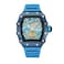 TIME100 Automatic Mechanical Watches for Men Skeleton Square Big Face Wristwatch Adjustable Silicone Strap Blue W60168G