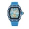 TIME100 Automatic Mechanical Watches for Men Skeleton Square Big Face Wristwatch Adjustable Silicone Strap Blue W60168G