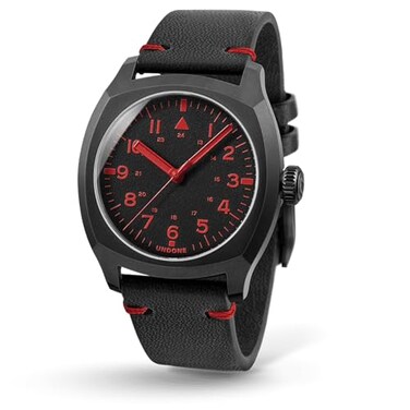 UNDONE Terra 37mm Automatic Mens Watch Leather Strap Wrist Watch for Men Black
