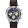Timex Mens Marlin Quartz Chronograph 40mm Watch Brown Strap Blue Dial TwoTone Case