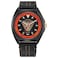 CITIZEN Mens EcoDrive Marvel Tony Stark 63 Black Ion Plated Watch with Black Leather Strap 3 Hand Luminous 43mm Model AW207505W