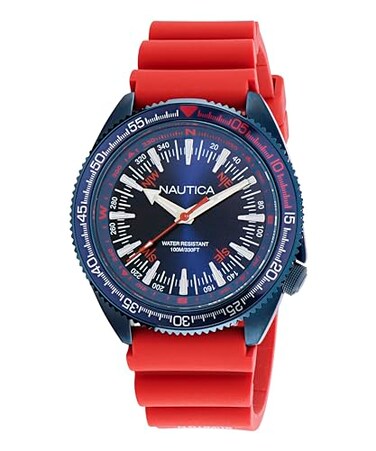 Nautica Mens NAPNVF305 Nautica Vintage Red Silicone Strap Watch