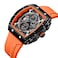 PASOY Luxury Chronograph Watches for Mens Rubber Strap Black Waterproof Date Analog Quartz Watch Orange B