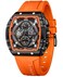 PASOY Luxury Chronograph Watches for Mens Rubber Strap Black Waterproof Date Analog Quartz Watch Orange B