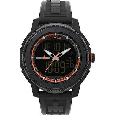 Timex Mens Ironman Triathlon Adrenaline Anadigi 46mm Watch Black Strap Digital Neg Display Dial Black Case