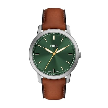 Fossil Mens Minimalist Quartz Stainless Steel and Brown Leather ThreeHand Watch for Men