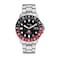 Fossil Mens 46mm SilverBlackRed GMT Quartz Stainless Steel Watch