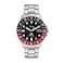 Fossil Mens 46mm SilverBlackRed GMT Quartz Stainless Steel Watch