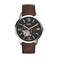 Fossil Mens Watch Townsman Automatic Stainless Steel and Leather TwoHand Skeleton Watch for Men Color Silver Brown