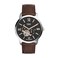 Fossil Mens Watch Townsman Automatic Stainless Steel and Leather TwoHand Skeleton Watch for Men Color Silver Brown