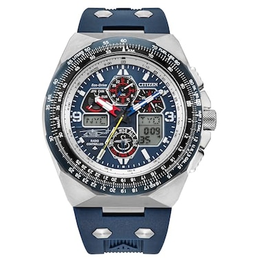 Citizen Mens EcoDrive Promaster Sikorsky Watch Blue Dial Blue Rubber Strap Atomic Timekeeping Model JY815600L