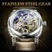 FORSINING Watches for Man Square Retro Mechanical Watch SelfWind Carved Skeleton Automatic Watches Vintage Leather Strap Wristwatch