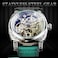 FORSINING Watches for Man Square Retro Mechanical Watch SelfWind Carved Skeleton Automatic Watches Vintage Leather Strap Wristwatch