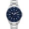 Timex Mens Dress 42mm Watch SilverTone Bracelet Blue Dial SilverTone Case