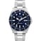 Timex Mens Dress 42mm Watch SilverTone Bracelet Blue Dial SilverTone Case