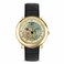 Stauer DuMonde Automatic Watch 40mm GoldPlated Case 23Jewel Movement World Map Dial Exhibition Back Black Leather Strap