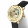 Stauer DuMonde Automatic Watch 40mm GoldPlated Case 23Jewel Movement World Map Dial Exhibition Back Black Leather Strap