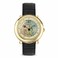 Stauer DuMonde Automatic Watch 40mm GoldPlated Case 23Jewel Movement World Map Dial Exhibition Back Black Leather Strap