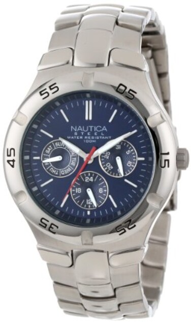 Nautica Mens N10061 Stainless Steel Round MultiFunction Watch