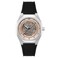 Thomas Earnshaw Mens 42mm Discovery Drake Skeleton Automatic Champagne Silver Watch with Silicone Strap ES829501