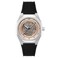 Thomas Earnshaw Mens 42mm Discovery Drake Skeleton Automatic Champagne Silver Watch with Silicone Strap ES829501