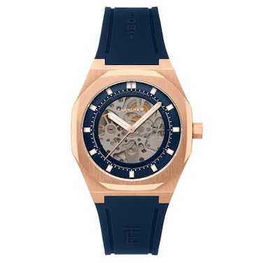 Thomas Earnshaw Mens 42mm Discovery Drake Skeleton Automatic Roman Blue Watch with Silicone Strap ES829506
