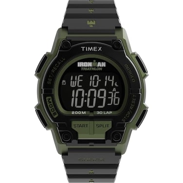 Timex Mens Ironman Shock Endure 42mm Watch Black Strap Digital Dial Green Case