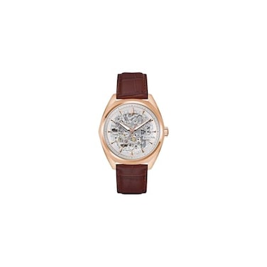 Bulova Mens Automatic Dress Classic Surveyor Watch Black Leather Strap Full Skeleton Dial 42 Hour Power Reserve 41mm