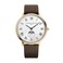 Frederique Constant Classic Quartz Moonphase Gold Stainless Steel Case Watch and Brown Leather Strap Silver Dial Style FC206RS3S5