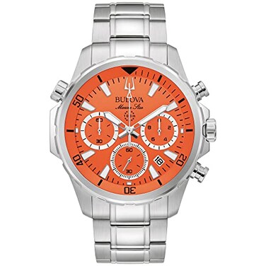 Bulova Orange Dial Mens Marine Star Watch 96B395