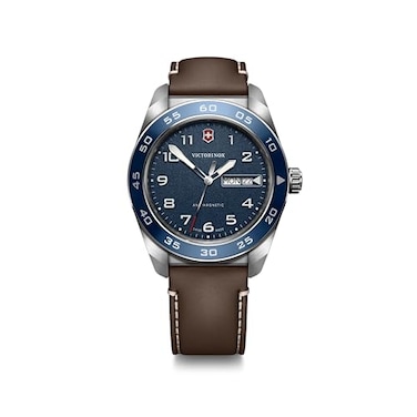 Victorinox Swiss Army Quartz Blue Dial Brown Leather Strap Watch 42mm 242040