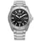 Citizen Mens EcoDrive Brycen Sport Casual Black Dial SilverTone Super Titanium Bracelet and Case Watch Model AW184050E