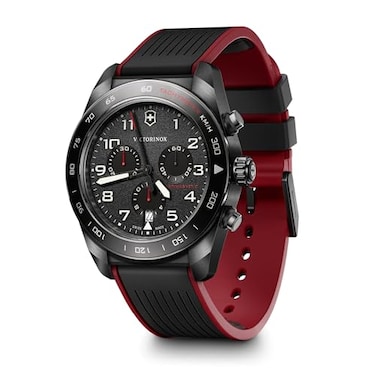 Victorinox Swiss Army Chronograph Black Dial Black and Red Rubber Strap Watch 42mm 242051