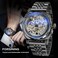 FORSINING Watches for Men Square Retro Mechanical Watch SelfWind Carved Skeleton Automatic Watches Vintage Wristwatch Black