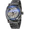 FORSINING Watches for Men Square Retro Mechanical Watch SelfWind Carved Skeleton Automatic Watches Vintage Wristwatch Black