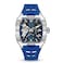 MEGIR Automatic Mechanical Men Watch Silicone Band 43x50mm Alloy Case 3ATM Water Resistant Luminous Hands Blue