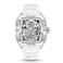 MEGIR Automatic Mechanical Men Watch Silicone Band 43x50mm Alloy Case 3ATM Water Resistant Luminous Hands White