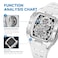 MEGIR Automatic Mechanical Men Watch Silicone Band 43x50mm Alloy Case 3ATM Water Resistant Luminous Hands White